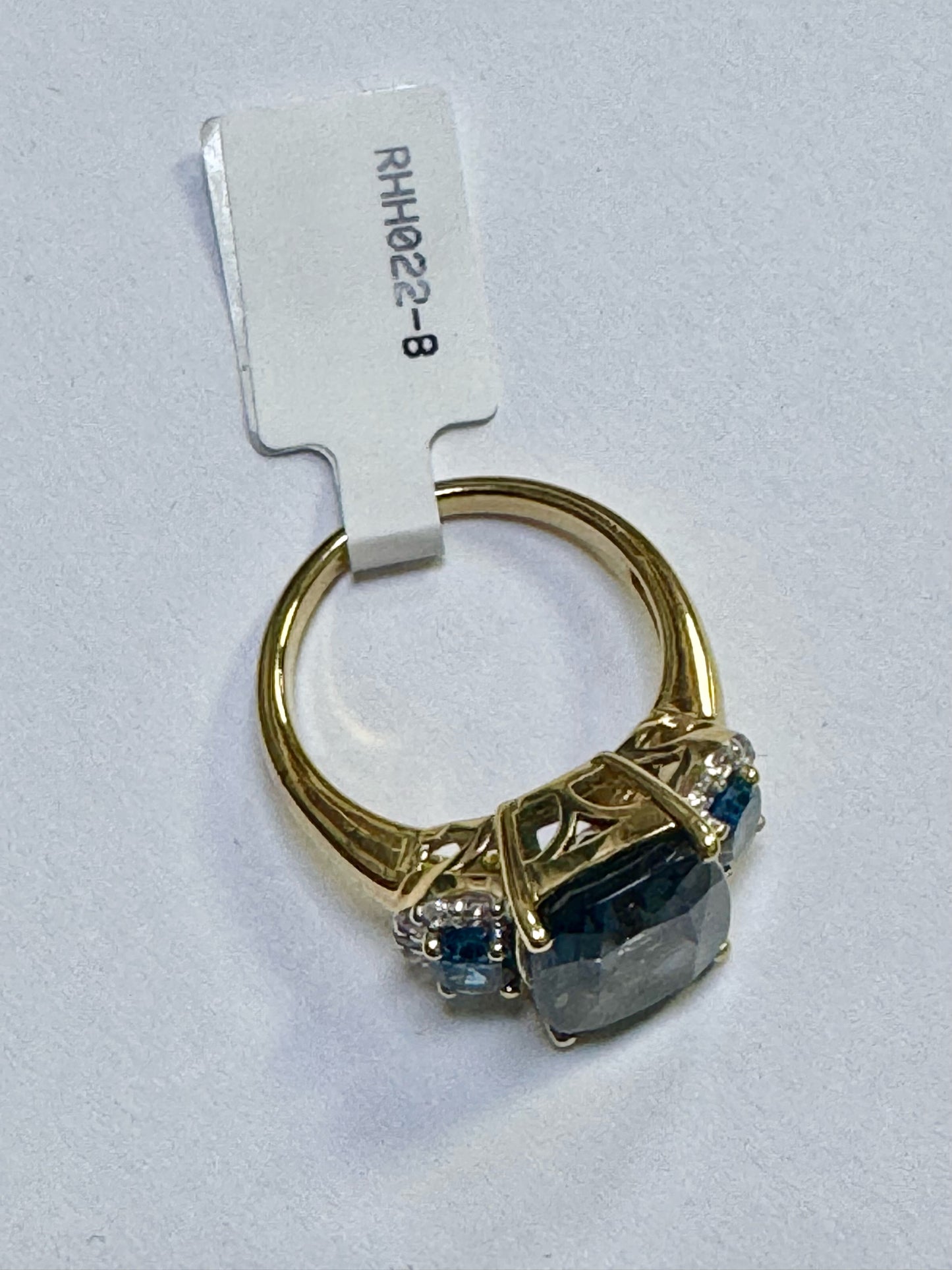 Gold Over Sterling Silver Blue Zircon Ring Size 8