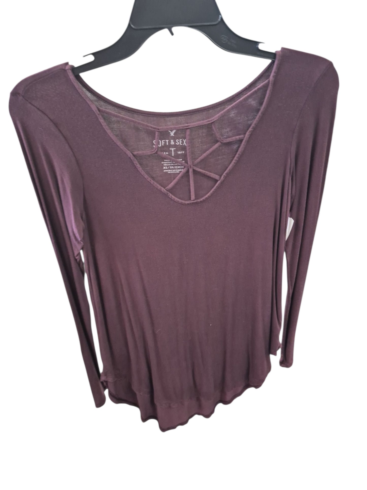 Maroon American Eagle Long Sleeve Shirt Women's