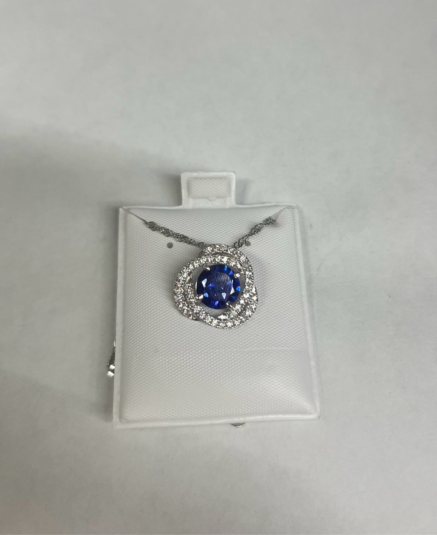 Sterling Blue & White CZ Pendant & Chain New JTV