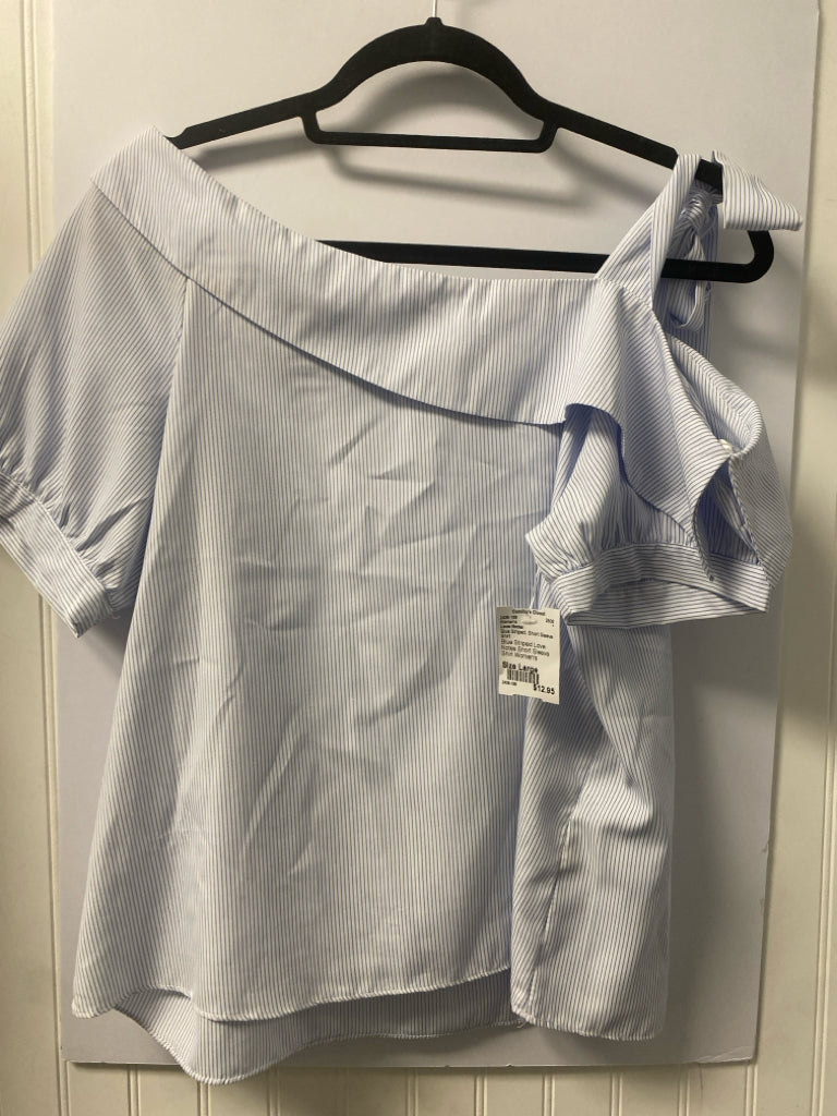Blue Striped Love Notes Short Sleeve Shirt Women's