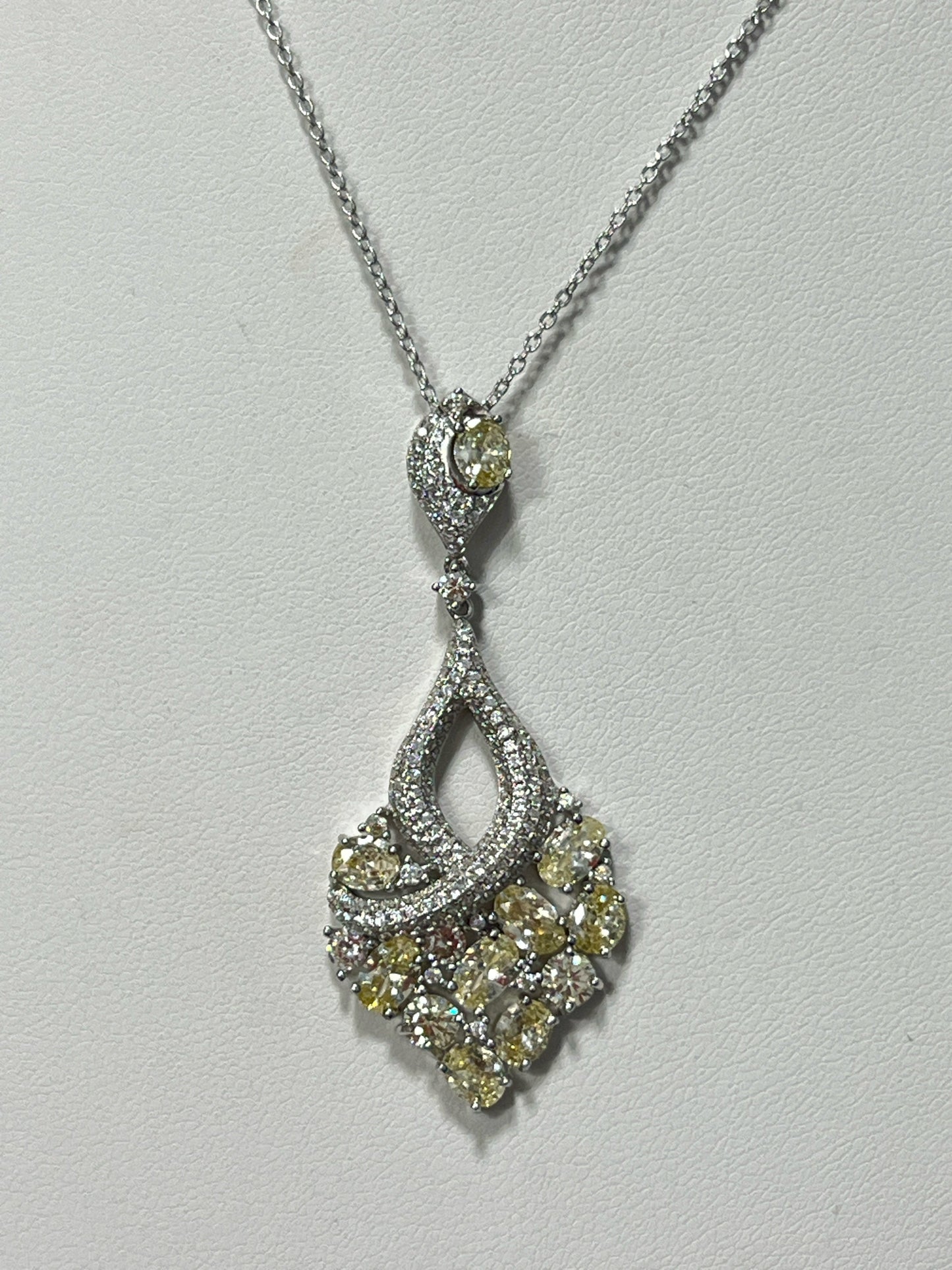 Sterling Silver CZ Necklace Pendant Chain New JTV