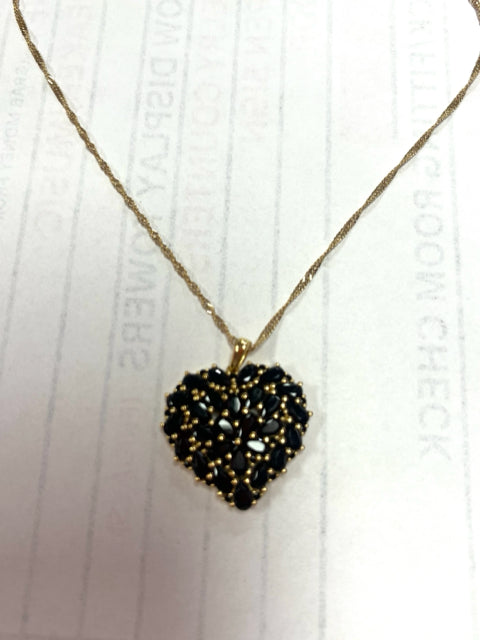 Gold Over Sterling Black Spinal Necklace Chain & Pendant New JTV