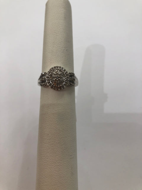 Sterling Silver Diamond Ring Size 7
