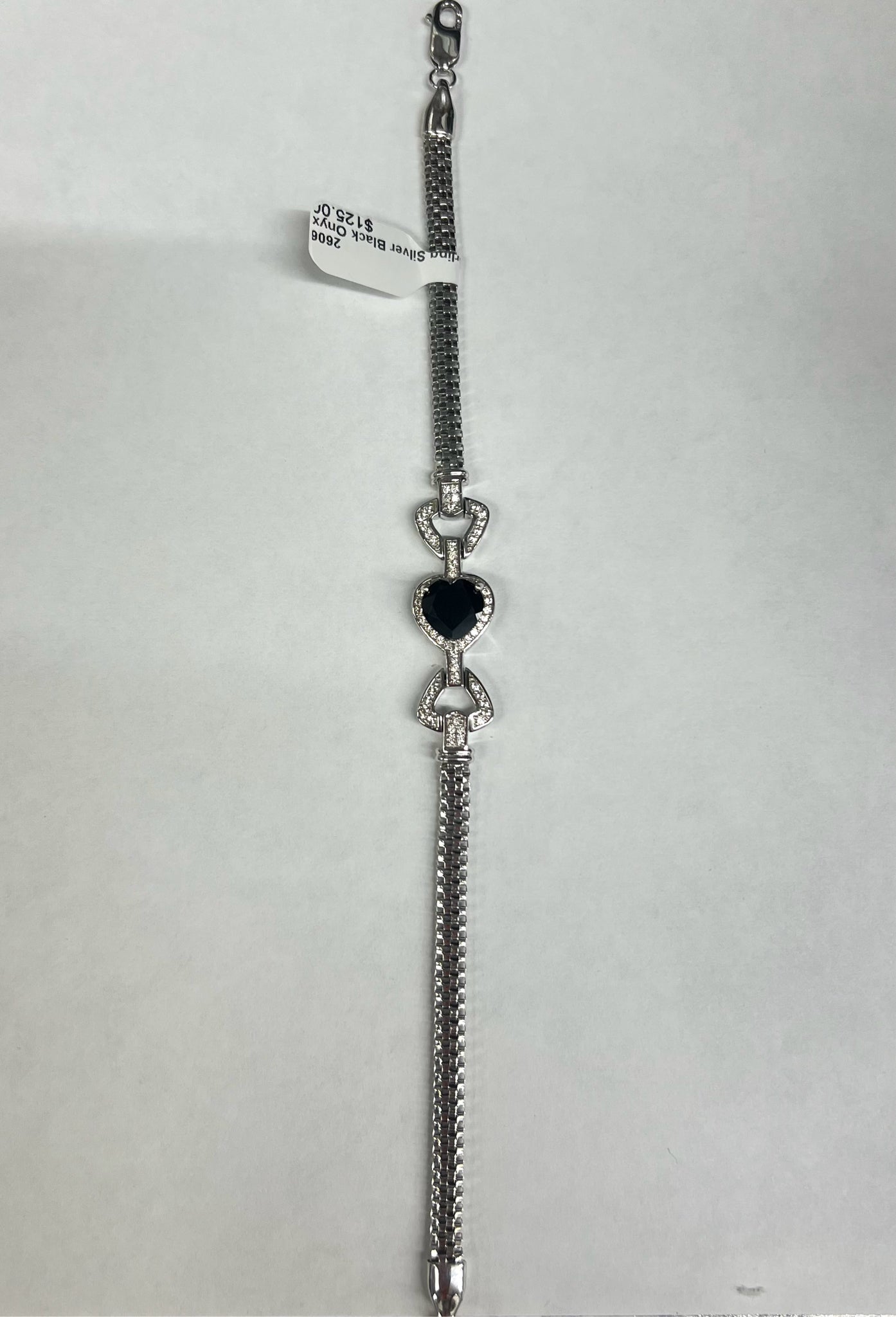 Sterling Silver Black Onyx Bracelet 8" New JTV