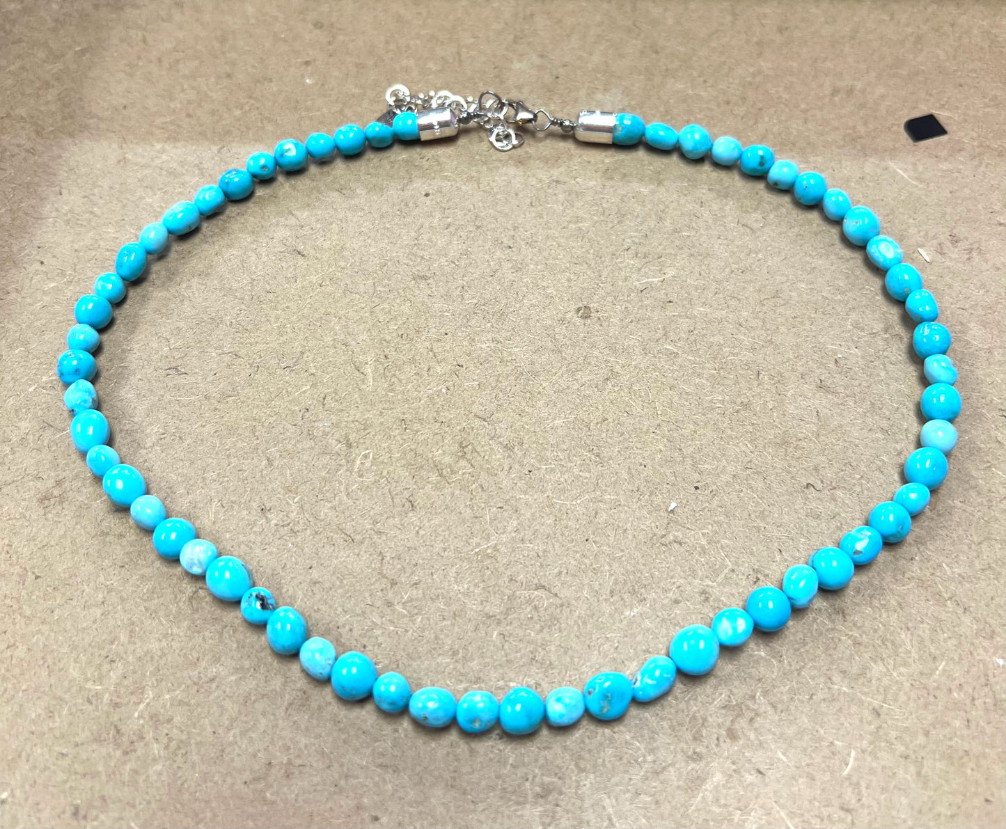 Sterling Sleeping Beauty Turquoise Bead Necklace New JTV