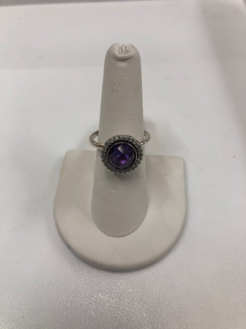 Pandora Sterling Silver Ring Brilliant Legacy Purple Size 8.5