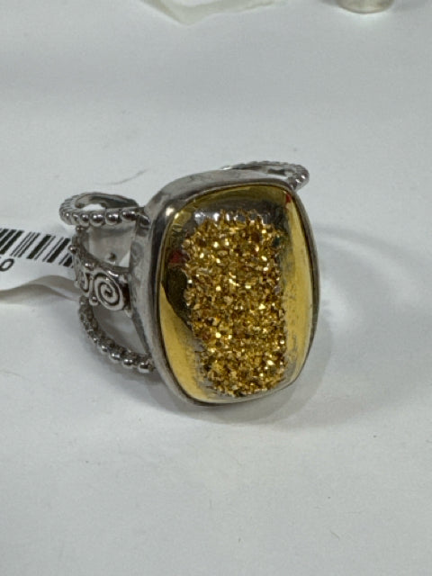 Sterling Silver Ring Adj Druzy