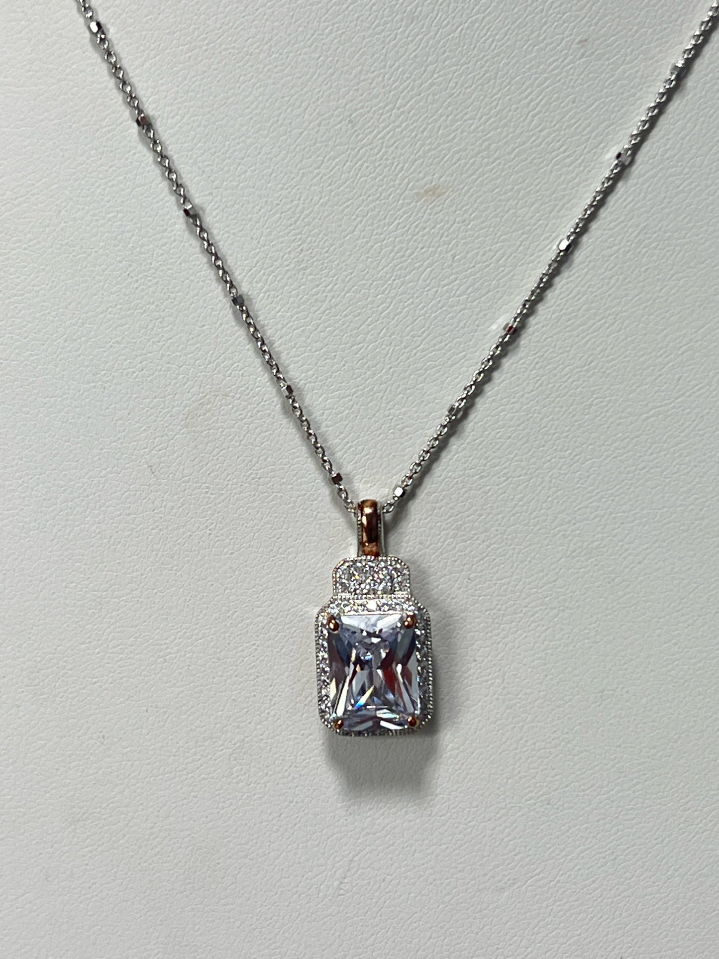 Sterling Silver CZ Necklace Pendant Chain New JTV