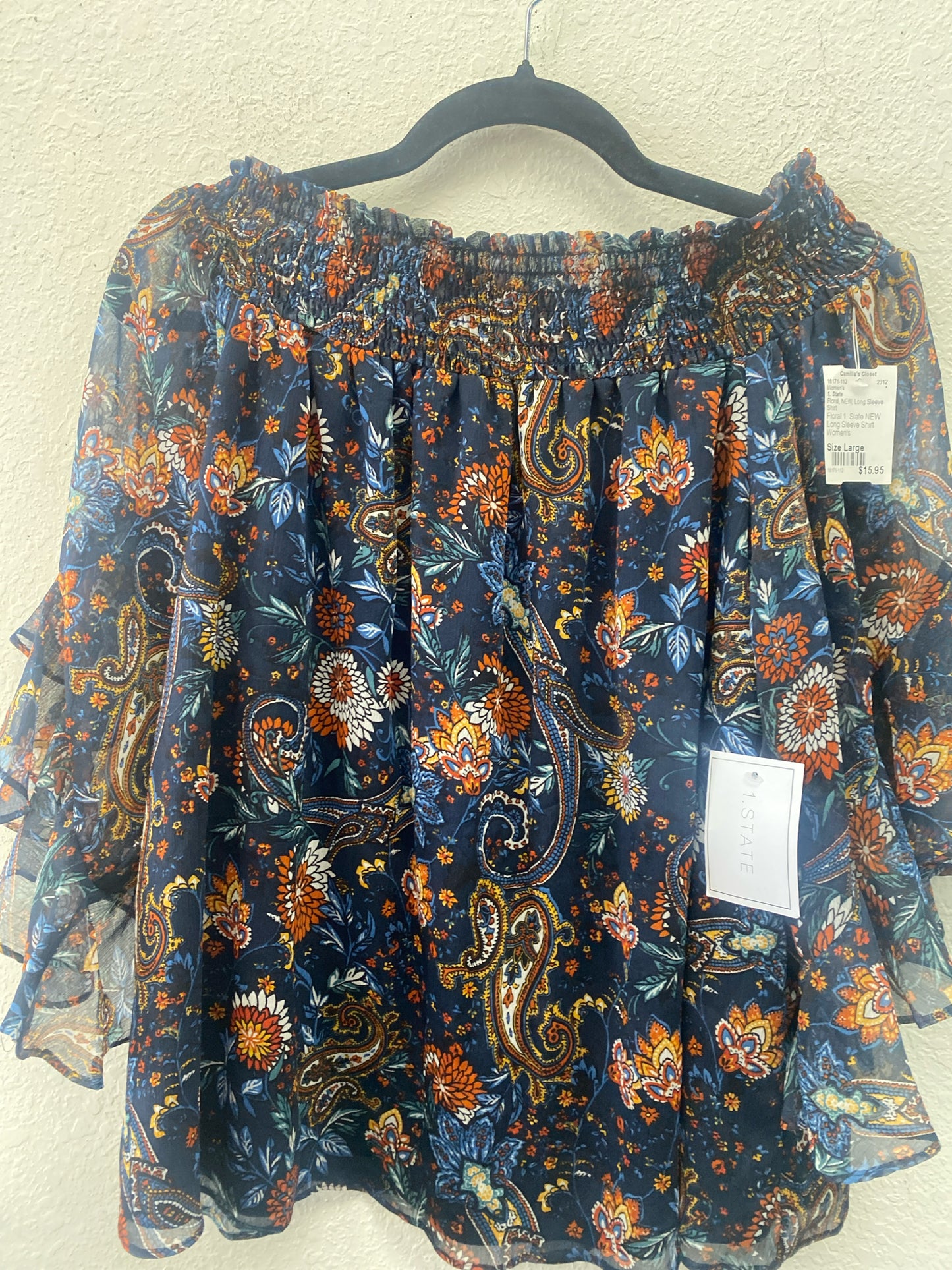 Floral 1. State NEW Long Sleeve Shirt Women's
