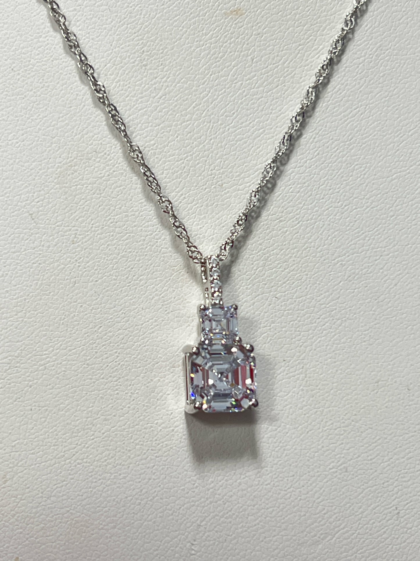 Sterling Silver CZ Necklace Pendant Chain New JTV