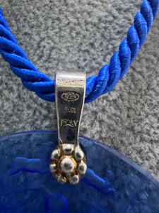 TAGLIAMONTE 925 Silver 14K Gold Blue Pendant Zodiac Wheel Rope Necklace