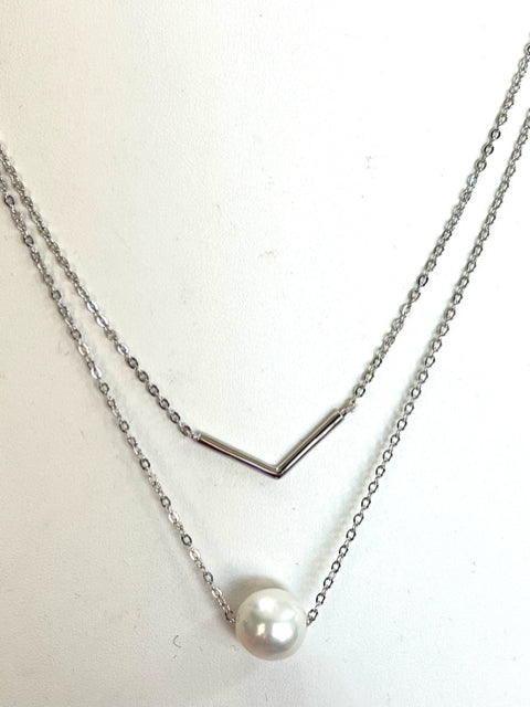 Sterling Silver Tahitian Pearl White 11mm Necklace Chain JTV New