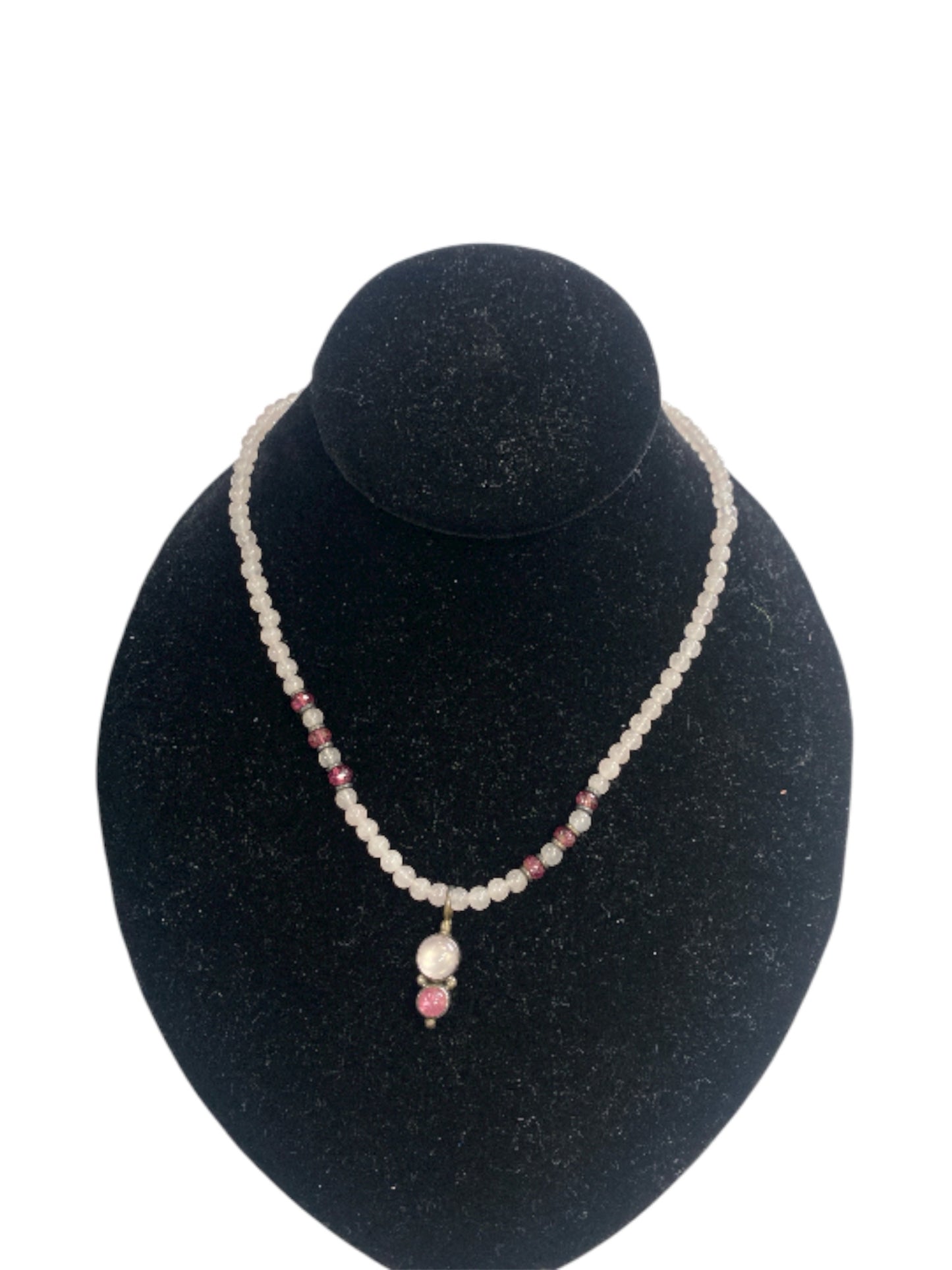 Sterling Silver Rose Quartz Beads w/ Pendant Slide w/ Toggle Clasp