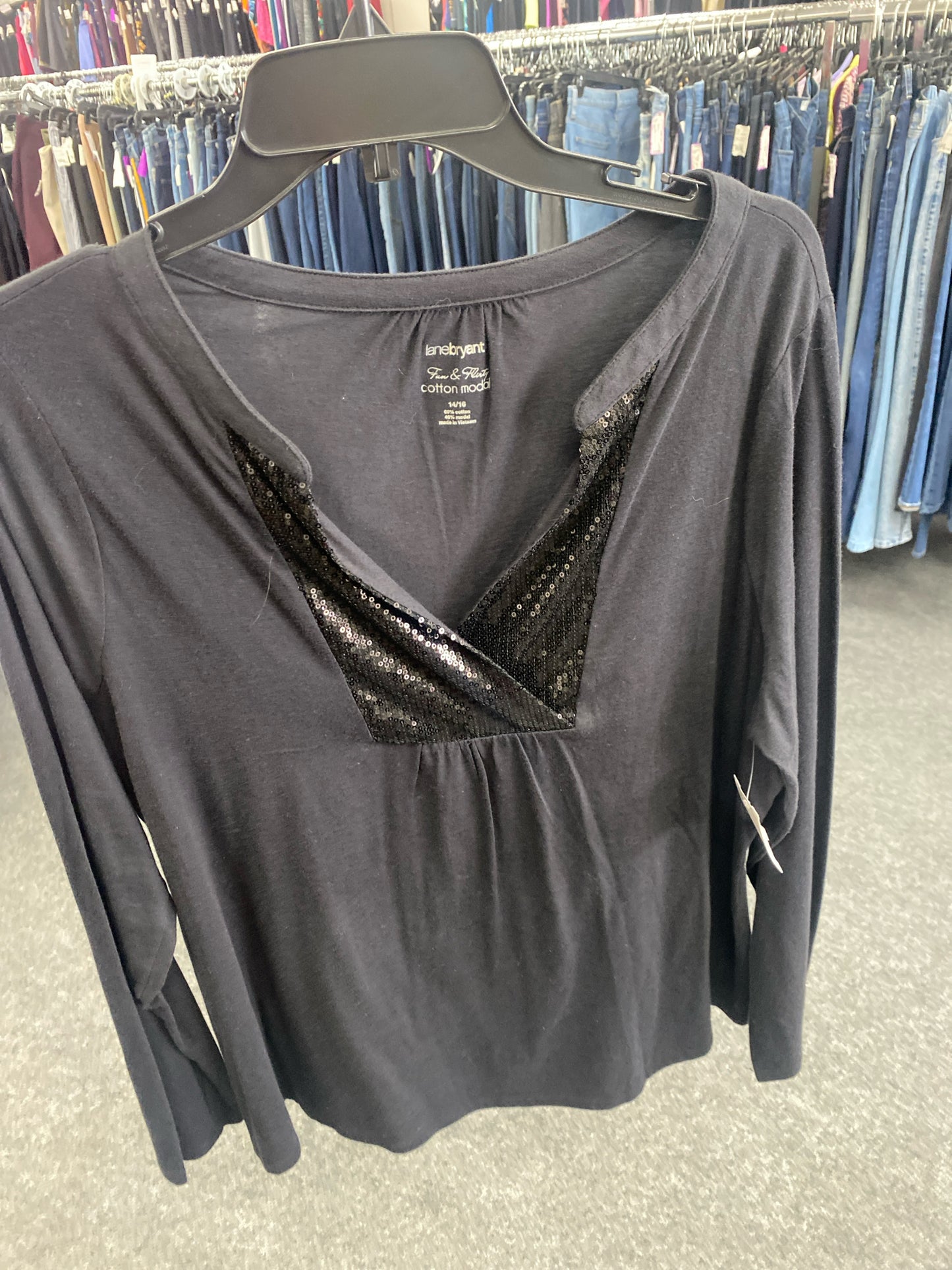 Black Lane Bryant Long Sleeve Shirt Women's
