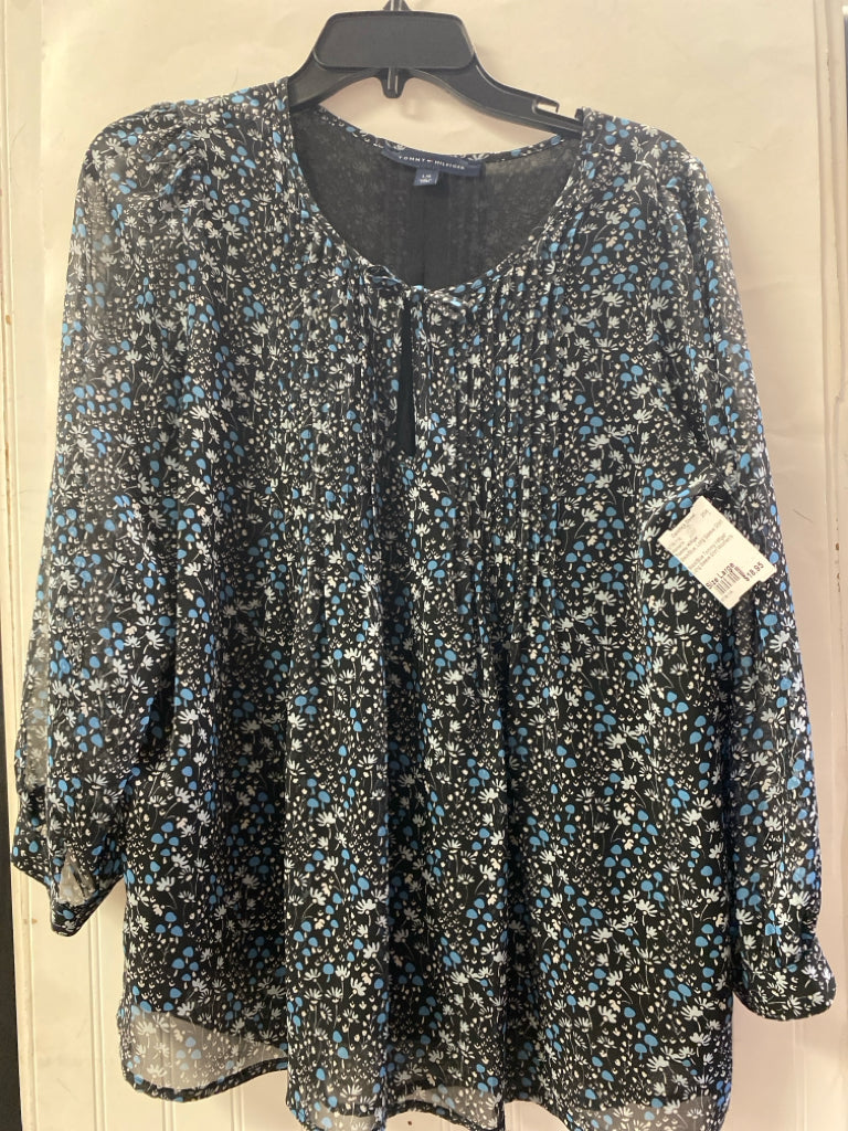 Black/Blue Tommy Hilfiger Long Sleeve Shirt Women's