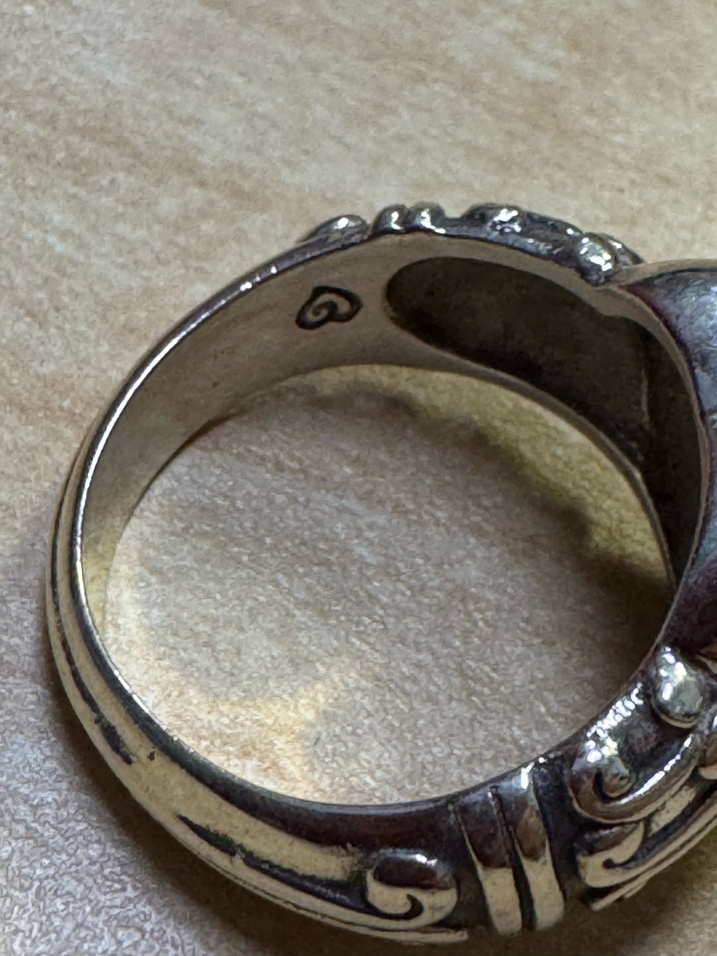 Brighton Sterling Silver 925 Red Garnet Scroll Heart Ladies Ring Size 7