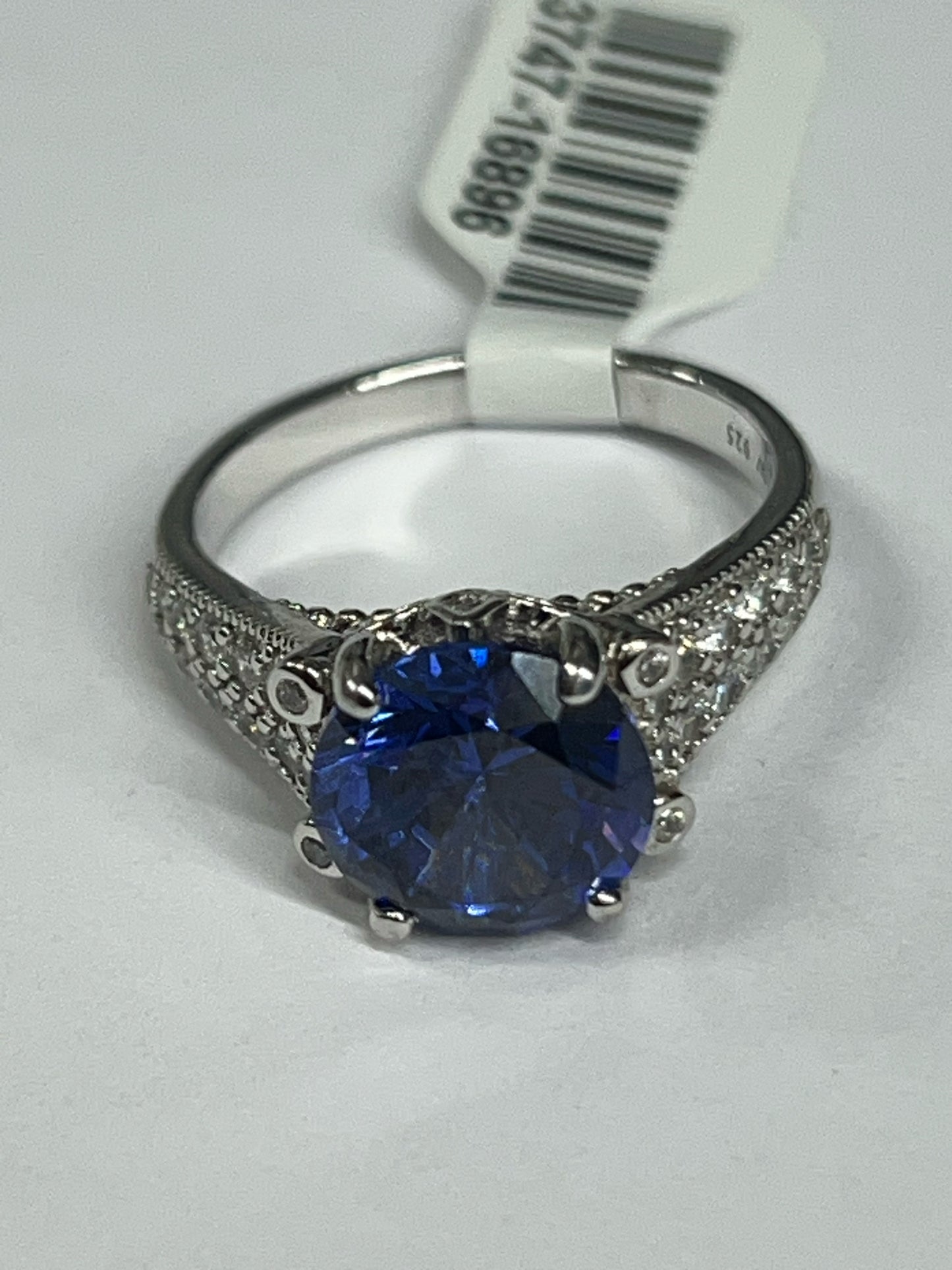 Sterling Silver Blue & White CZ Ring Size 8 New JTV