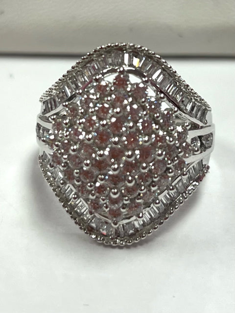 Sterling Silver CZ Ring Size 8 JTV