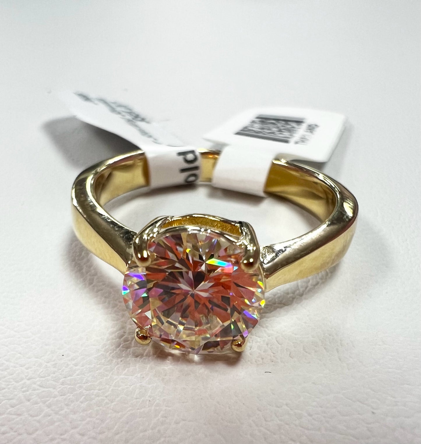 Gold Over Sterling Silver Strontium Titanate Ring SZ 8 JTV New