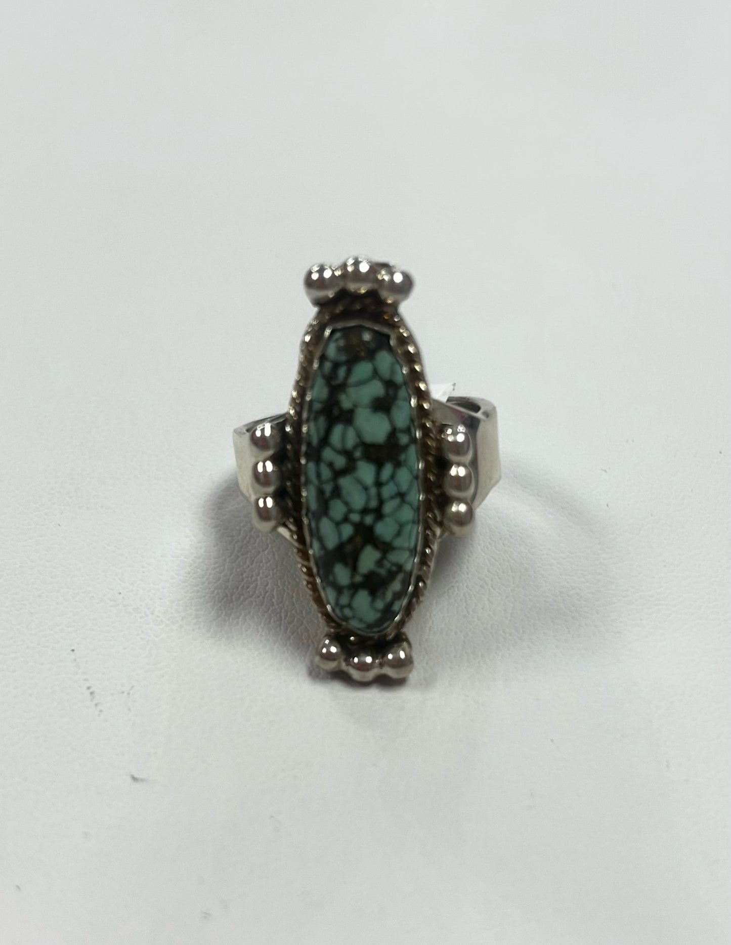 M Spencer Sterling Turquoise Ring Navajo Size 7.5