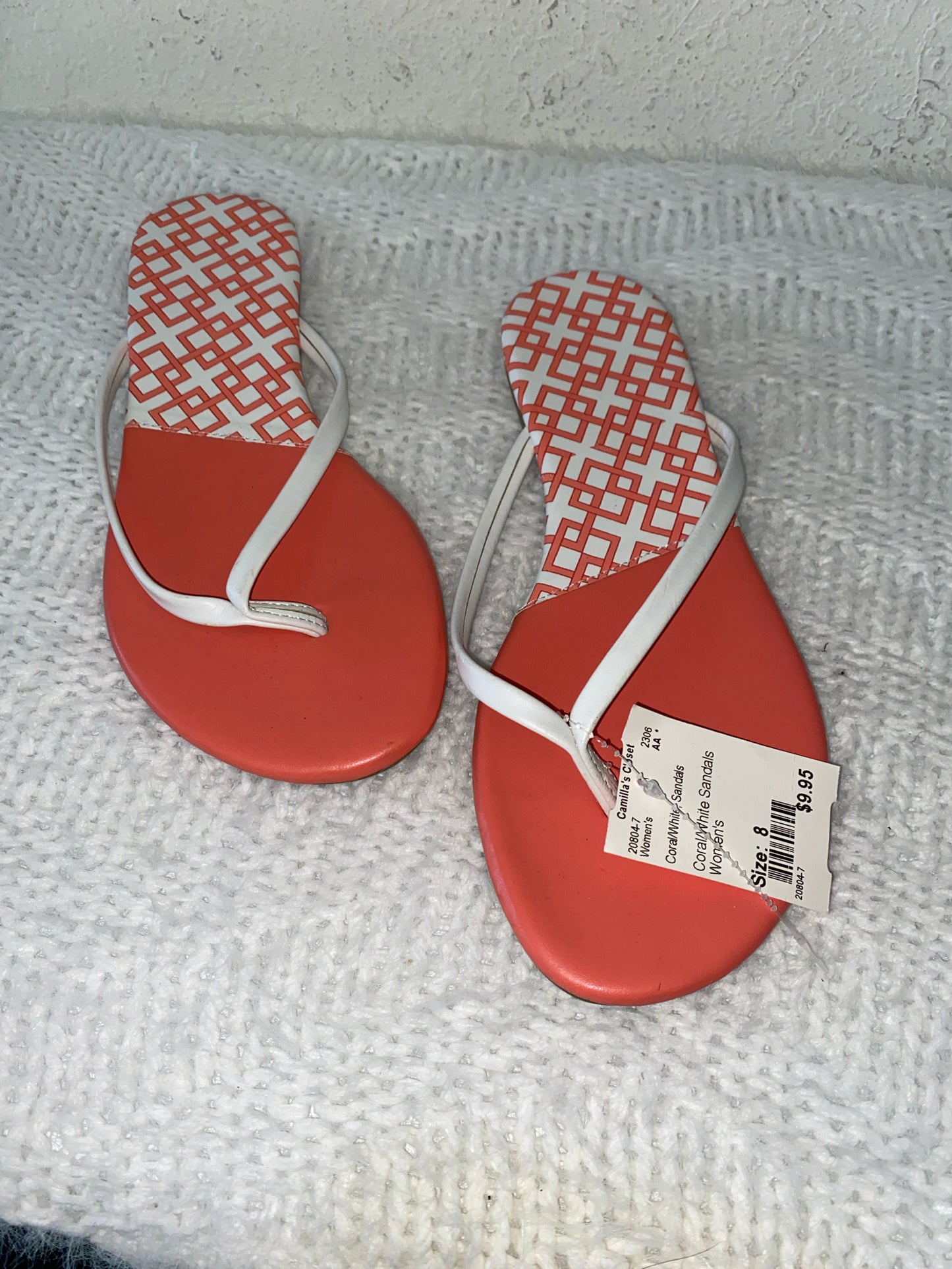 Coral/White Sandals Women's