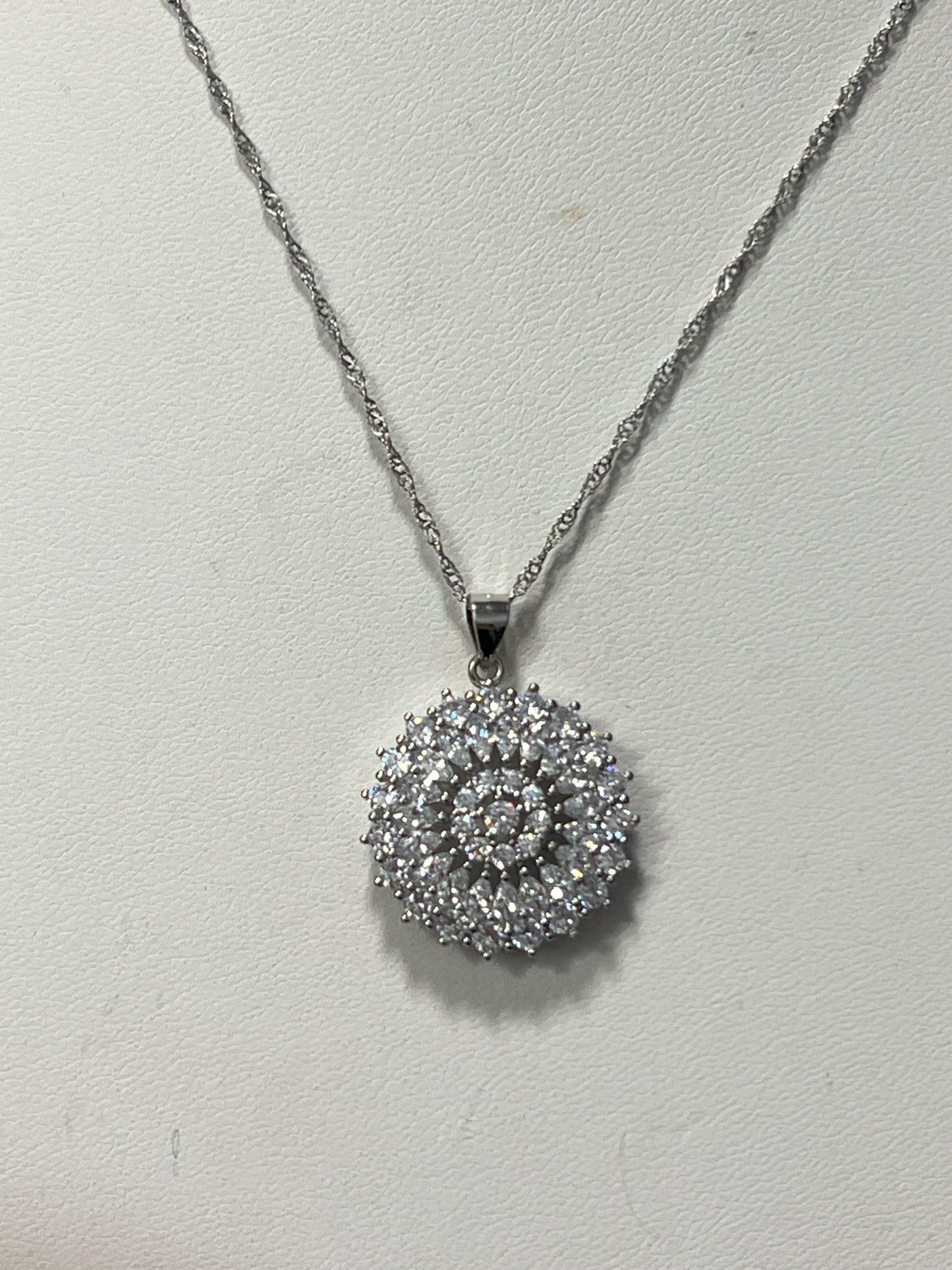 Sterling Silver CZ Necklace Pendant Chain New JTV