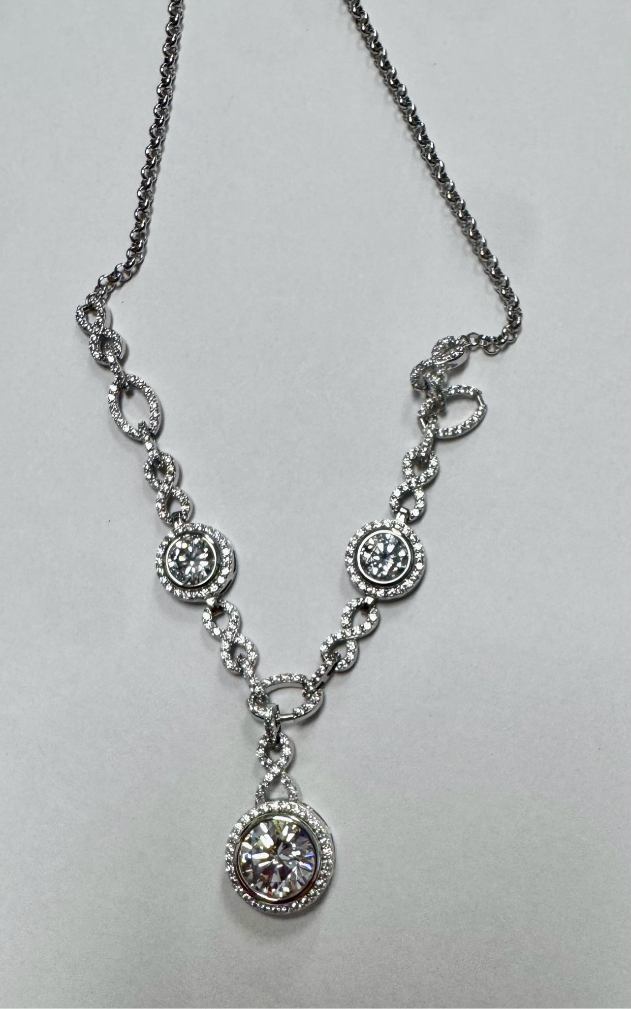 Charles Winston Sterling Silver CZ Necklace 9.59 cttw JTV New
