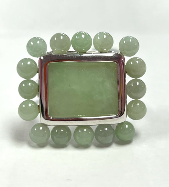 Sterling Silver Jade Ring Size 7