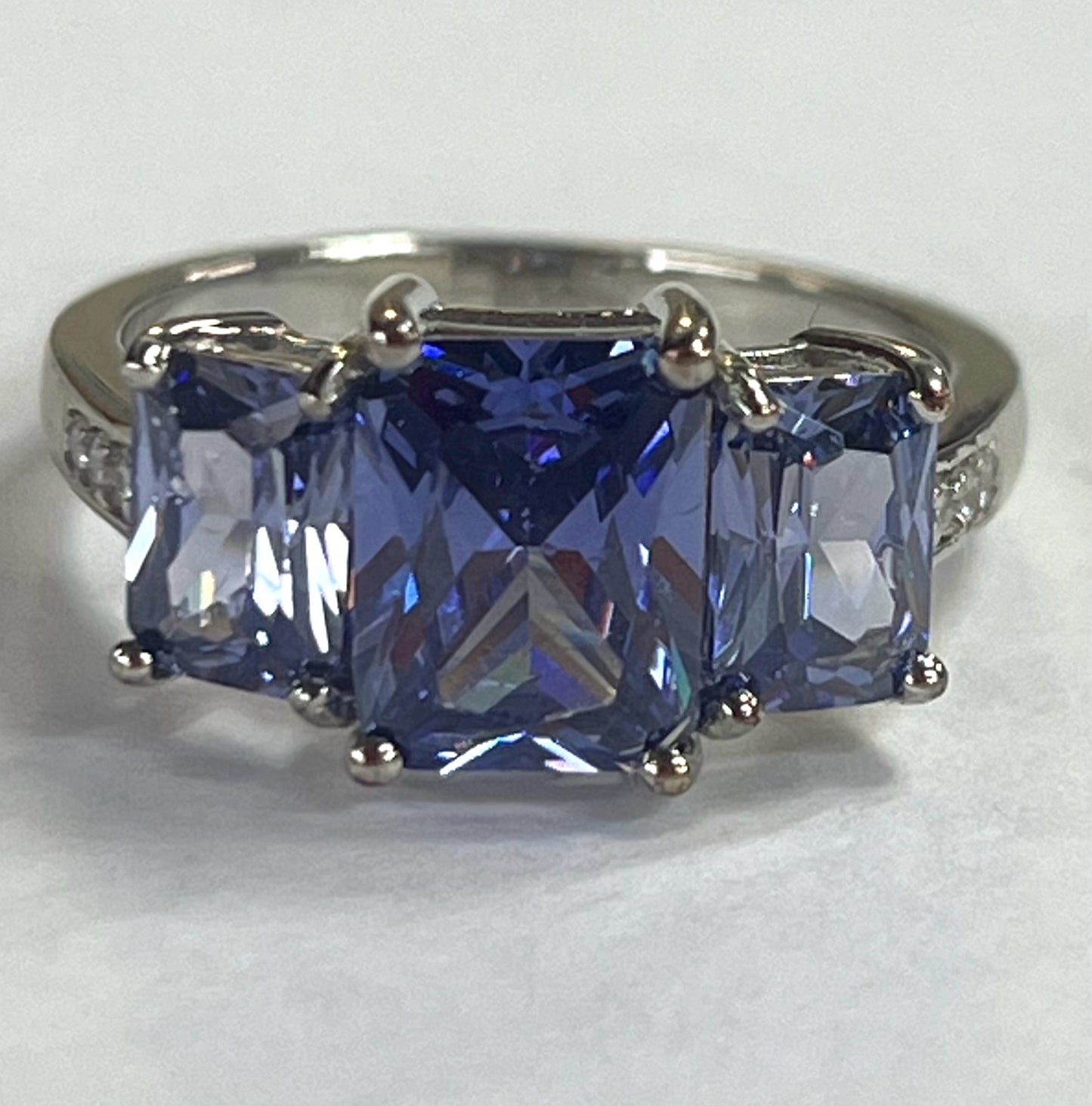 Sterling Blue & White Simulant Ring New JTV Size 8