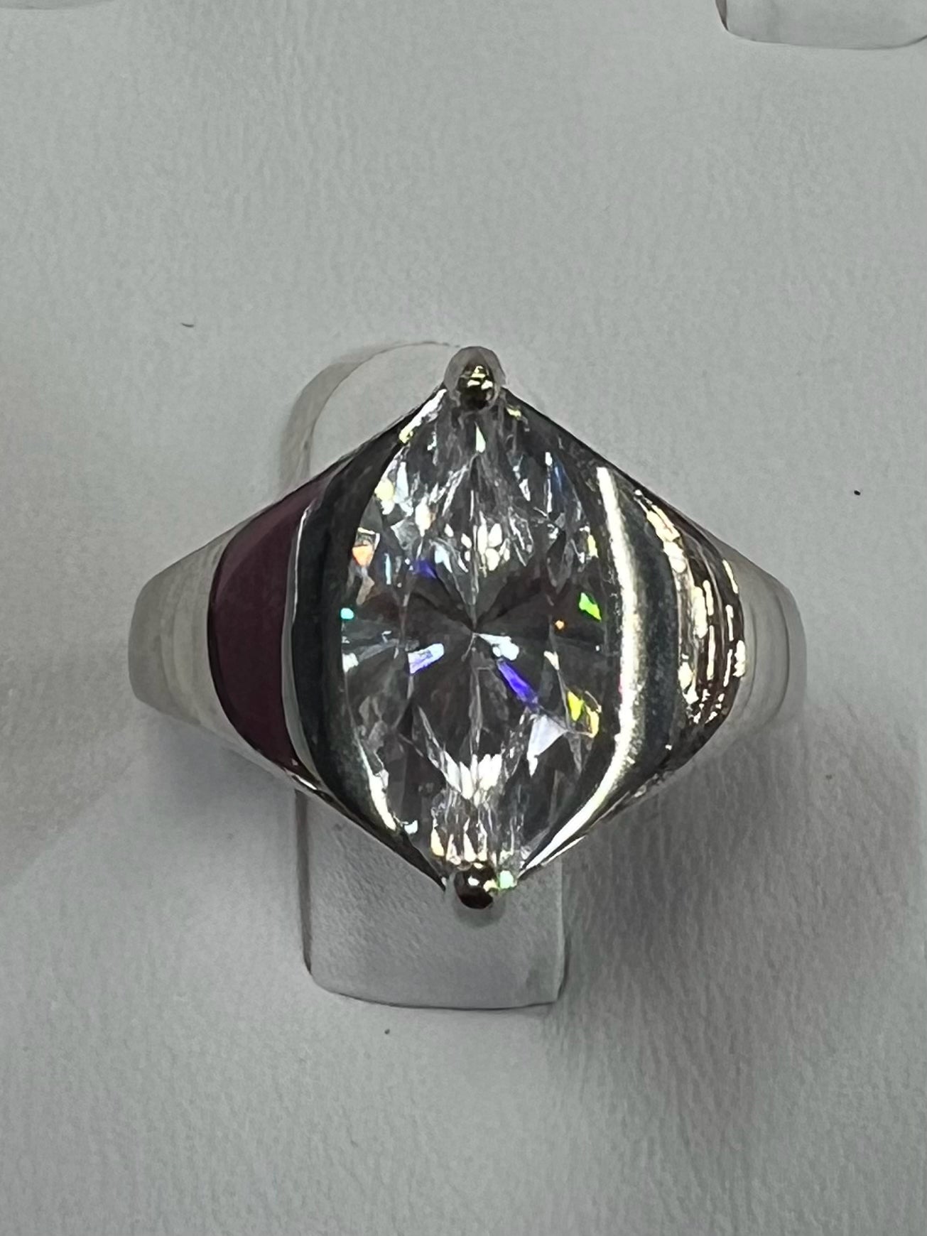 Sterling Silver CZ Ring Size 8 Marquise Solitaire