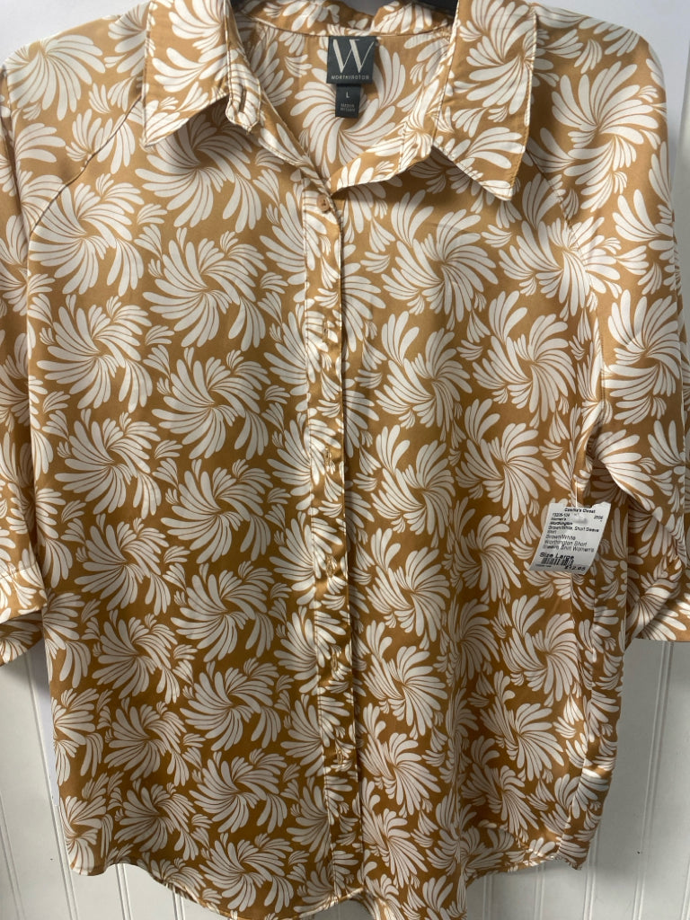 Brown/White Worthington Short Sleeve Shirt Women's