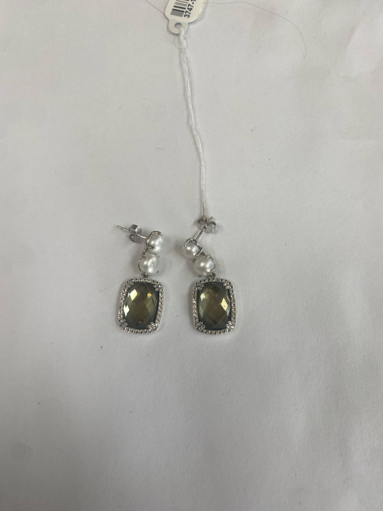 Sterling Silver Pearl Topaz Pyrite Earrings