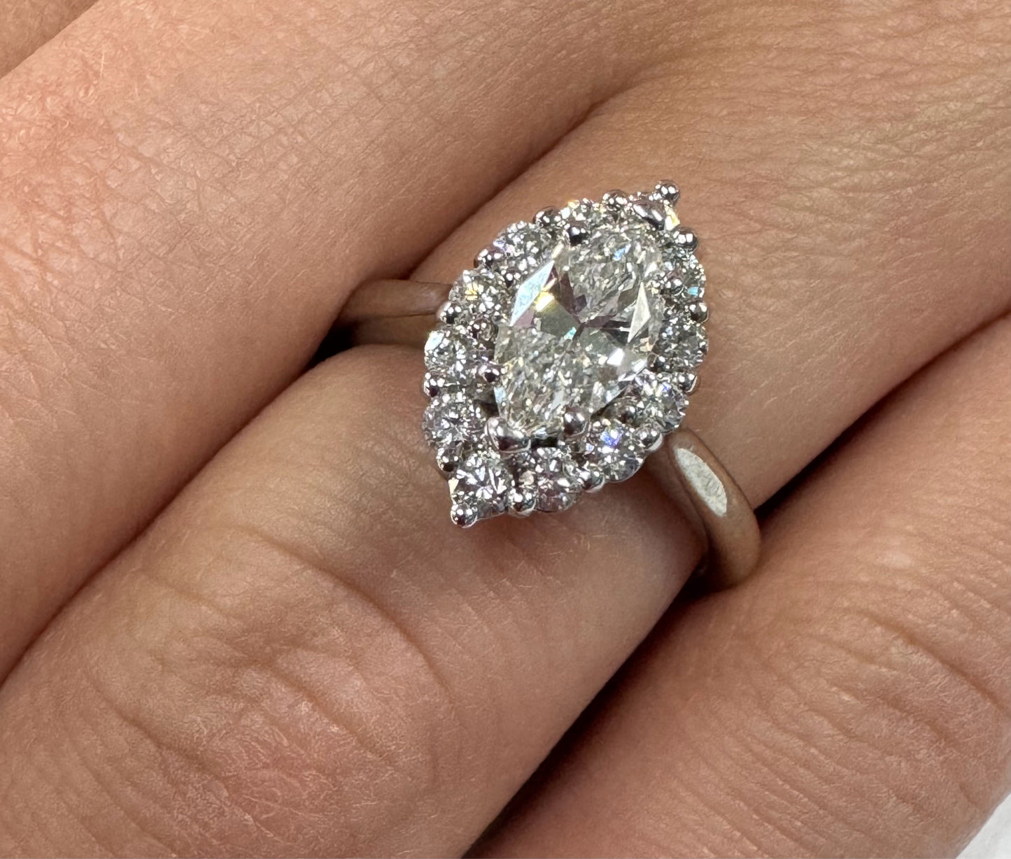 14kw Gabriel & Co.Ring Natural 3/4 Marquise Diam Center .36 cttw Side Diamonds