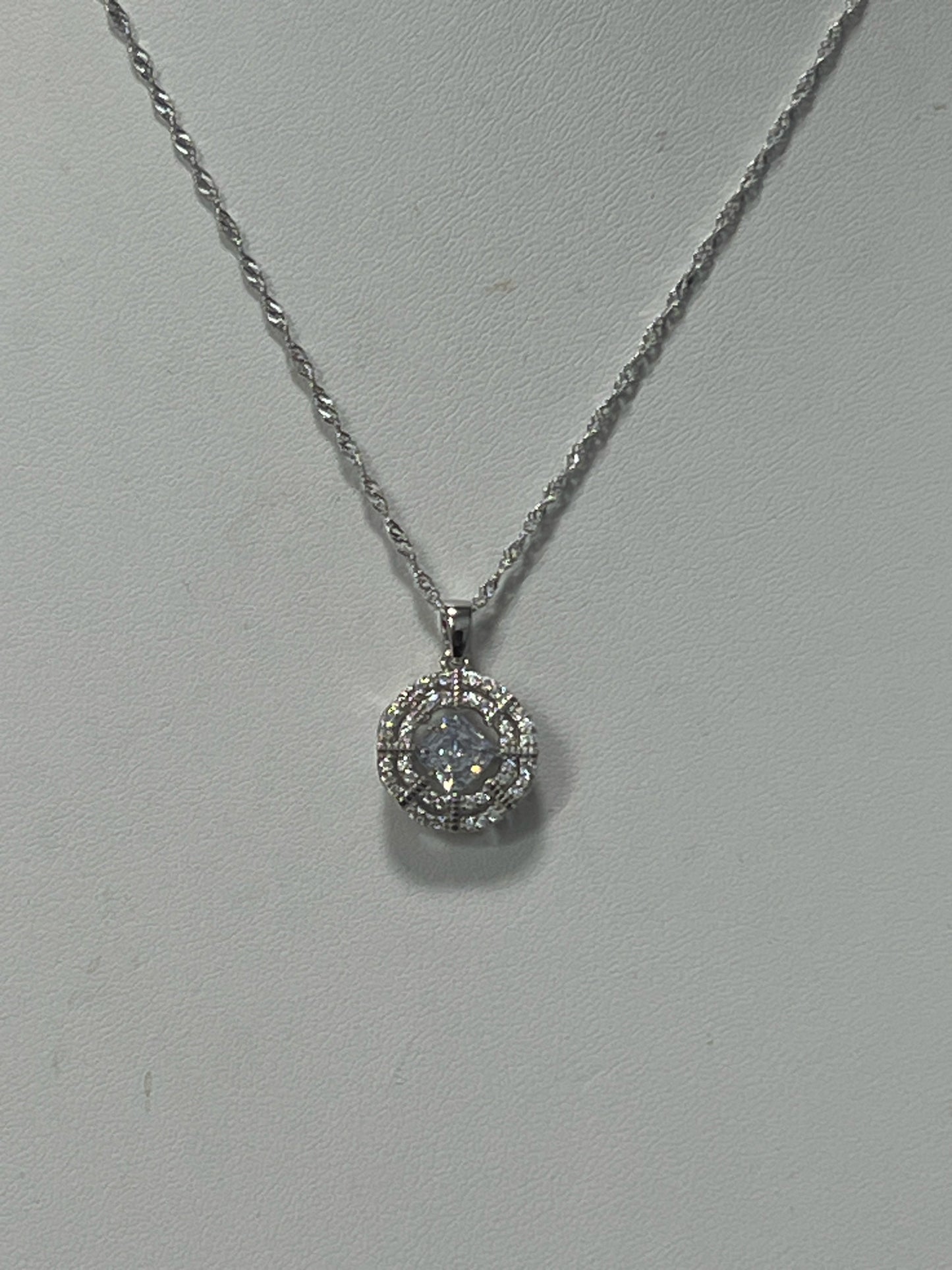 Sterling "Dancing CZ" Pendant & Chain JTV New