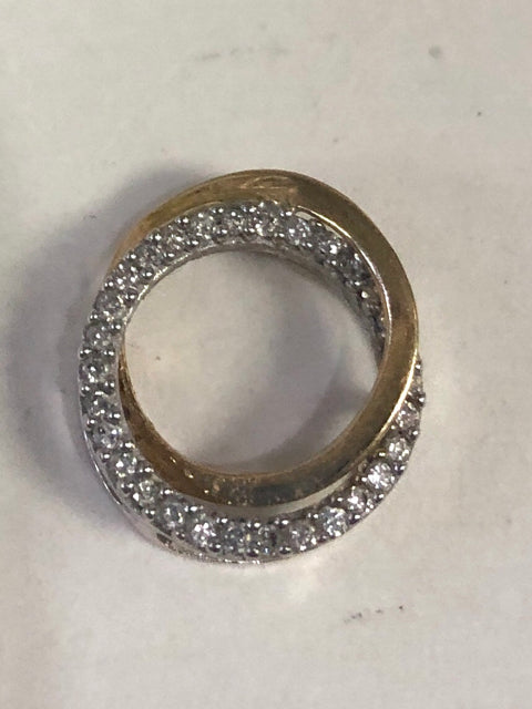 14k 2 Tone Diam Pendant