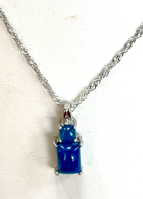 Sterling Silver Paraiba Blue Ethiopian Opal Pendant & Necklace Chain