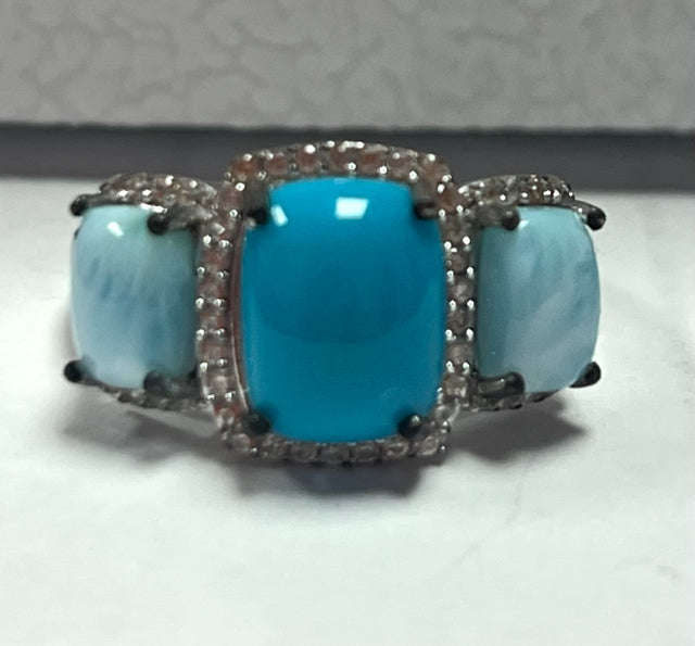 Sterling Silver Turquoise Ring Size 8 JTV