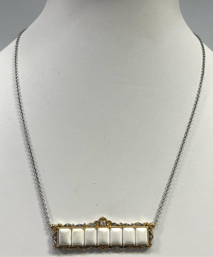 Gems en Vogue Michael Valitutti White Gem Bar Necklace Sterling Silver
