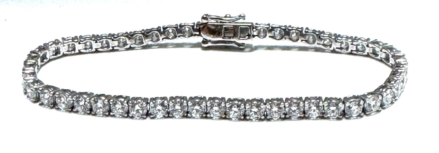 14k White Gold Lab Created Diamond 5 ct tw Tennis Bracelet 7.25" Long