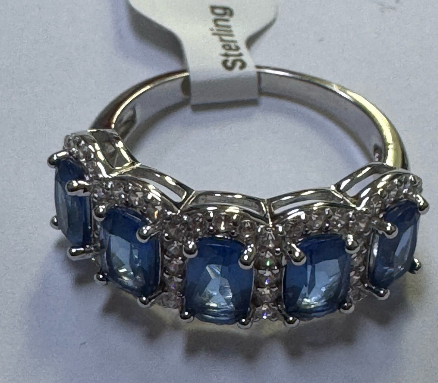 New Sterling Silver Simulated Tanzanite & Diamonique CZ Ring Size 8