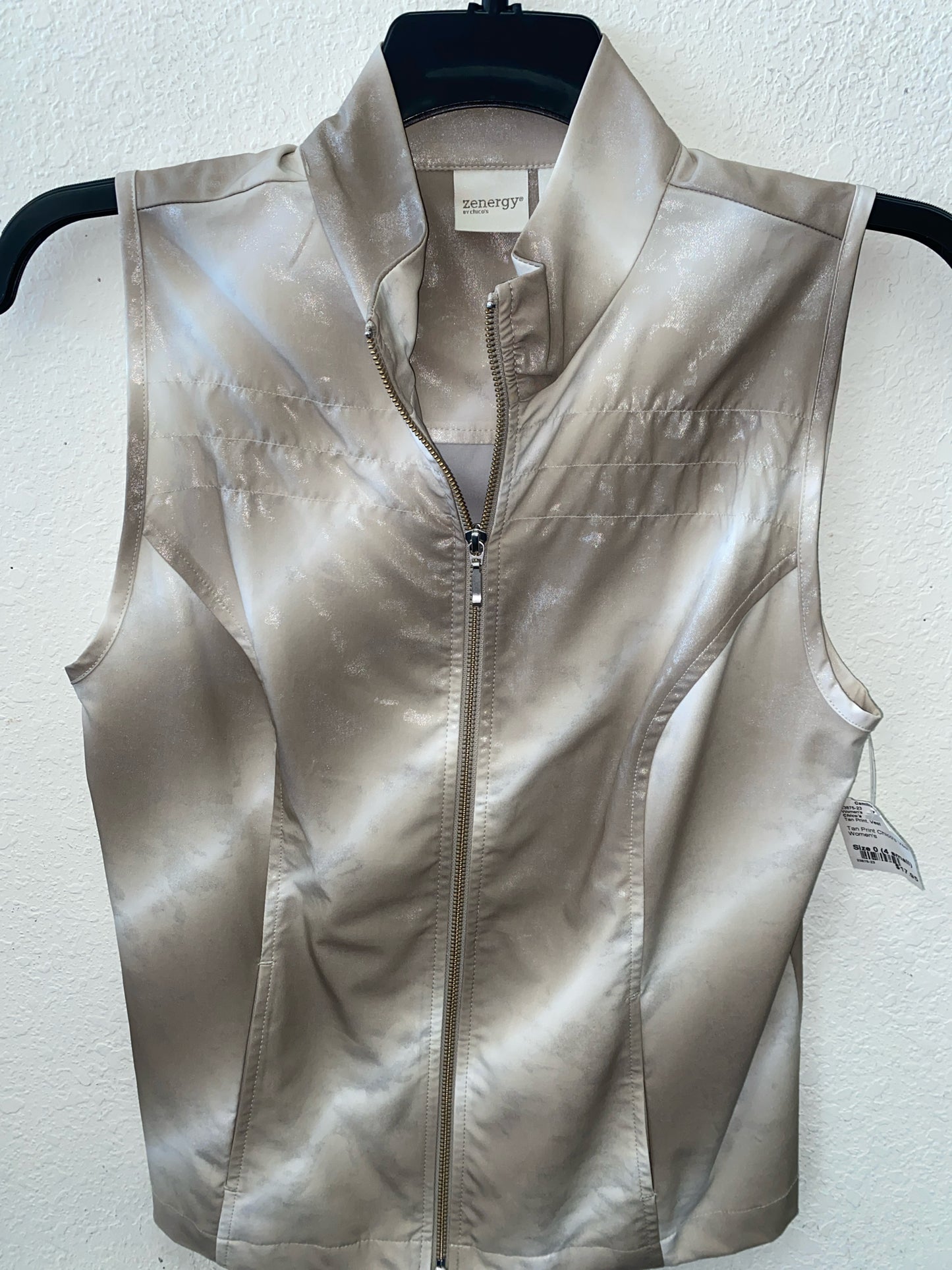 Tan Print Chico's Vest Women's