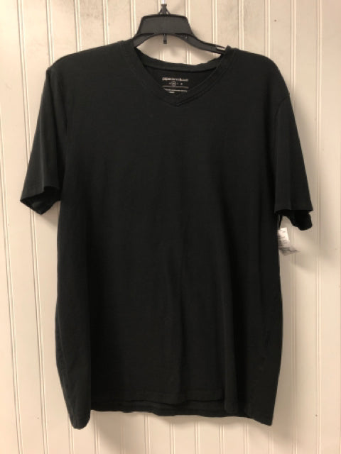 Black Paper Denim Cloth Short Sleeve Shirt Men's