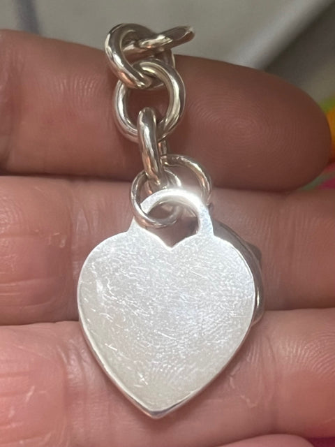 Tiffany & Co. 925 Sterling Silver Heart Tag Charm Link 7.25" Bracelet