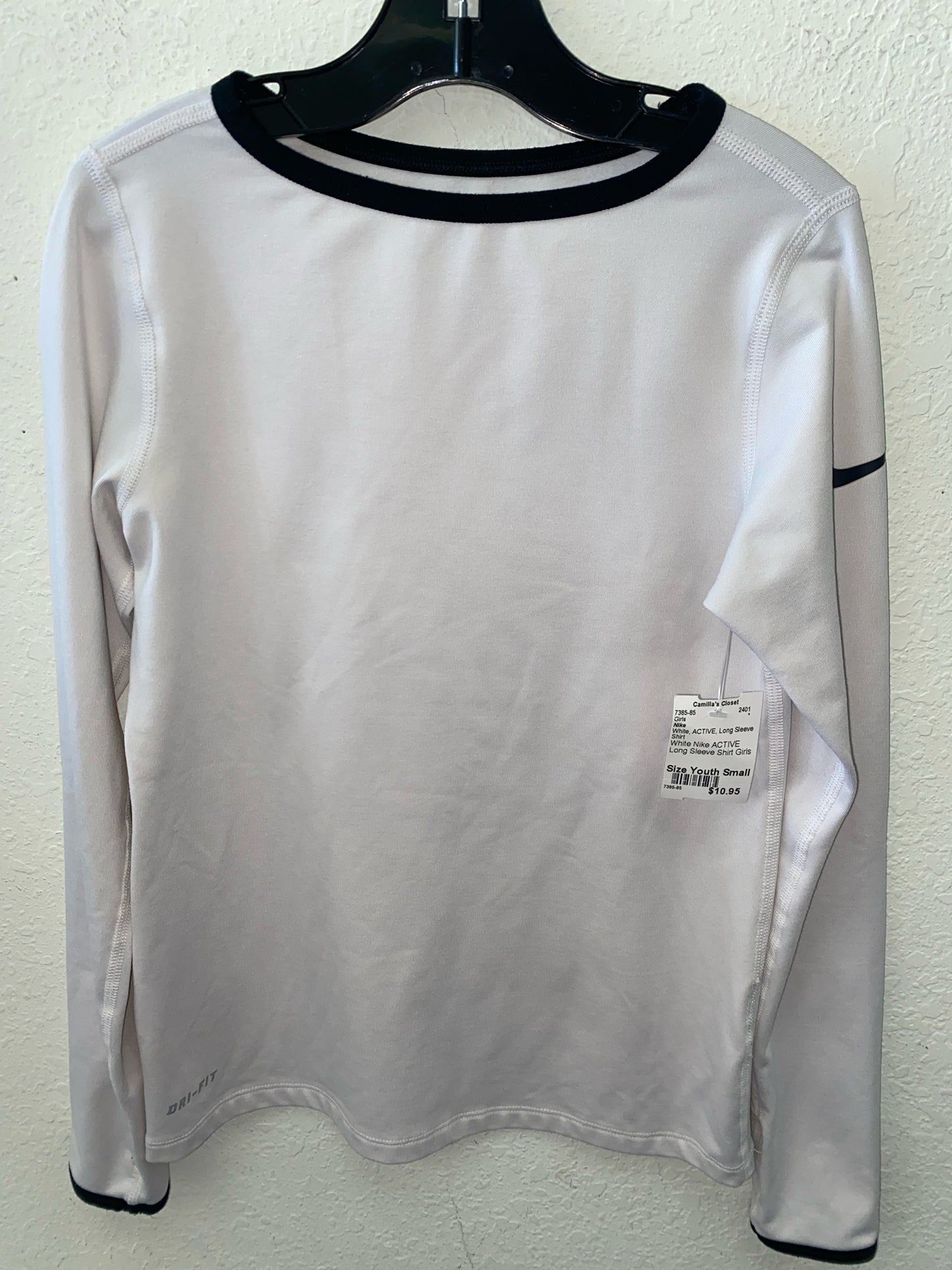 White Nike ACTIVE Long Sleeve Shirt Girls