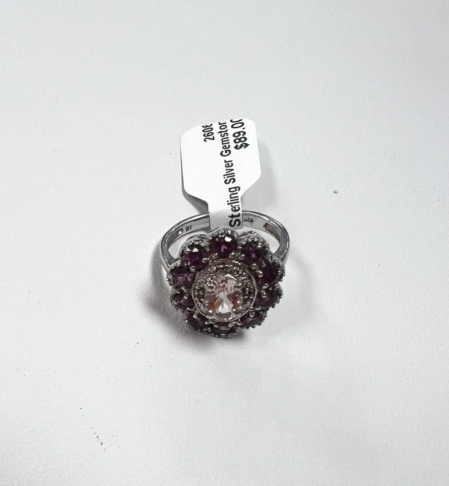 Sterling Silver Gemstone Ring Size 6