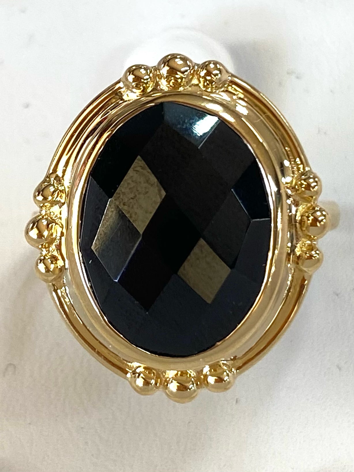 Gold Over Sterling Onyx Ring Size 8 JTV