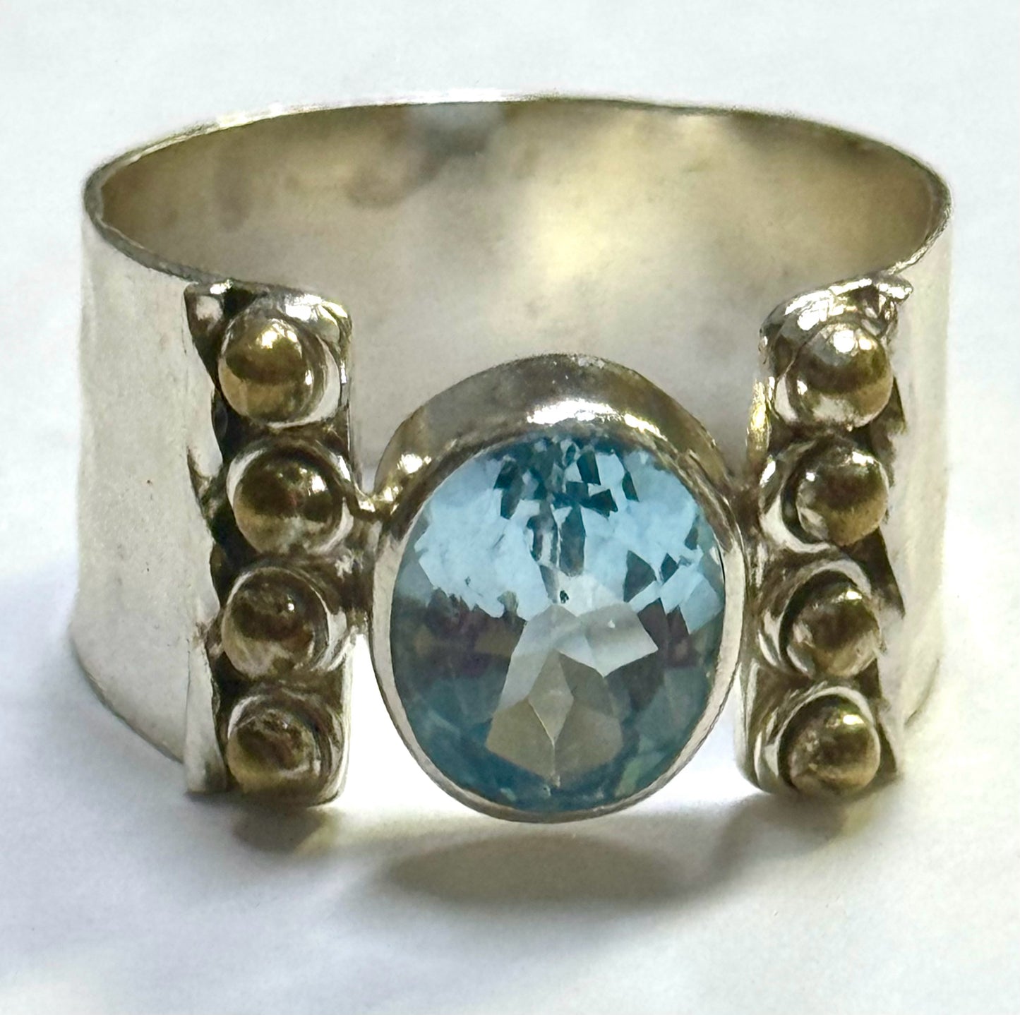 Sterling Silver Blue Topaz Ring Size 9.25