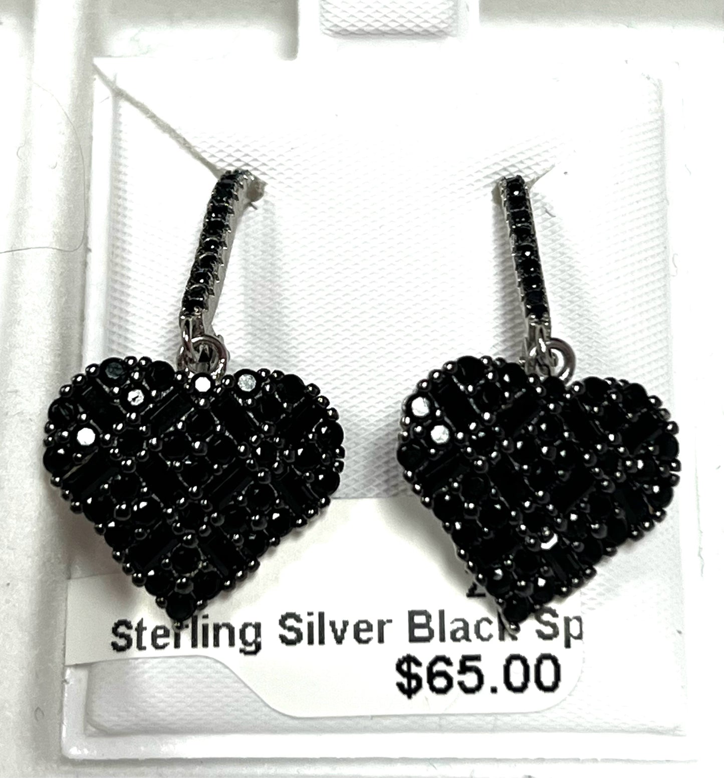 Sterling Silver Black Spinel Earrings New JTV