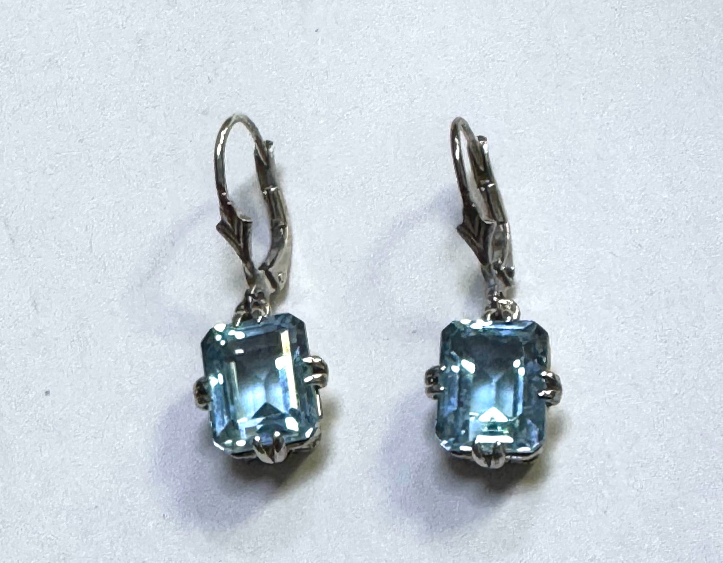 Sterling Silver Blue Topaz Earrings Leverback