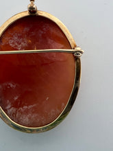 Load image into Gallery viewer, 10k Yellow Gold Antique Harp Cameo Brooch/ Pendant Original Box Donadio Naples